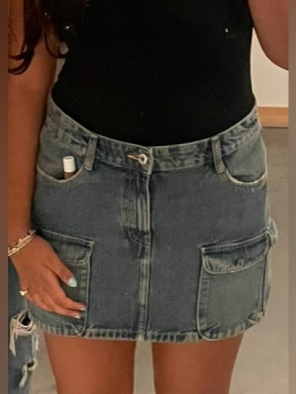 ZARA Denim Cargo Mini Skirt - Blue